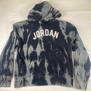 Nike Air Jordan Pullover Tie Dye Hoodie Sweashirt black gray white Medium